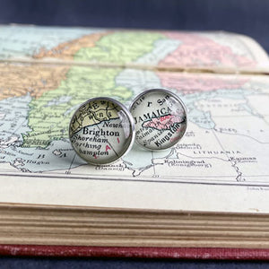 Silver plated personalised map cufflinks