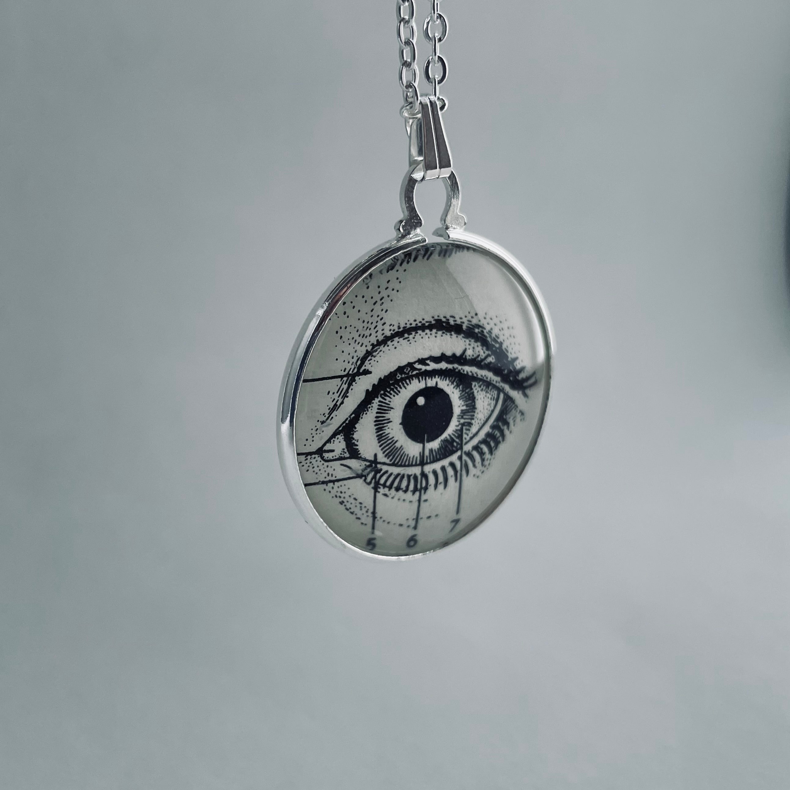 Silver Plated Eye Pendant using Vintage Anatomy Illustration