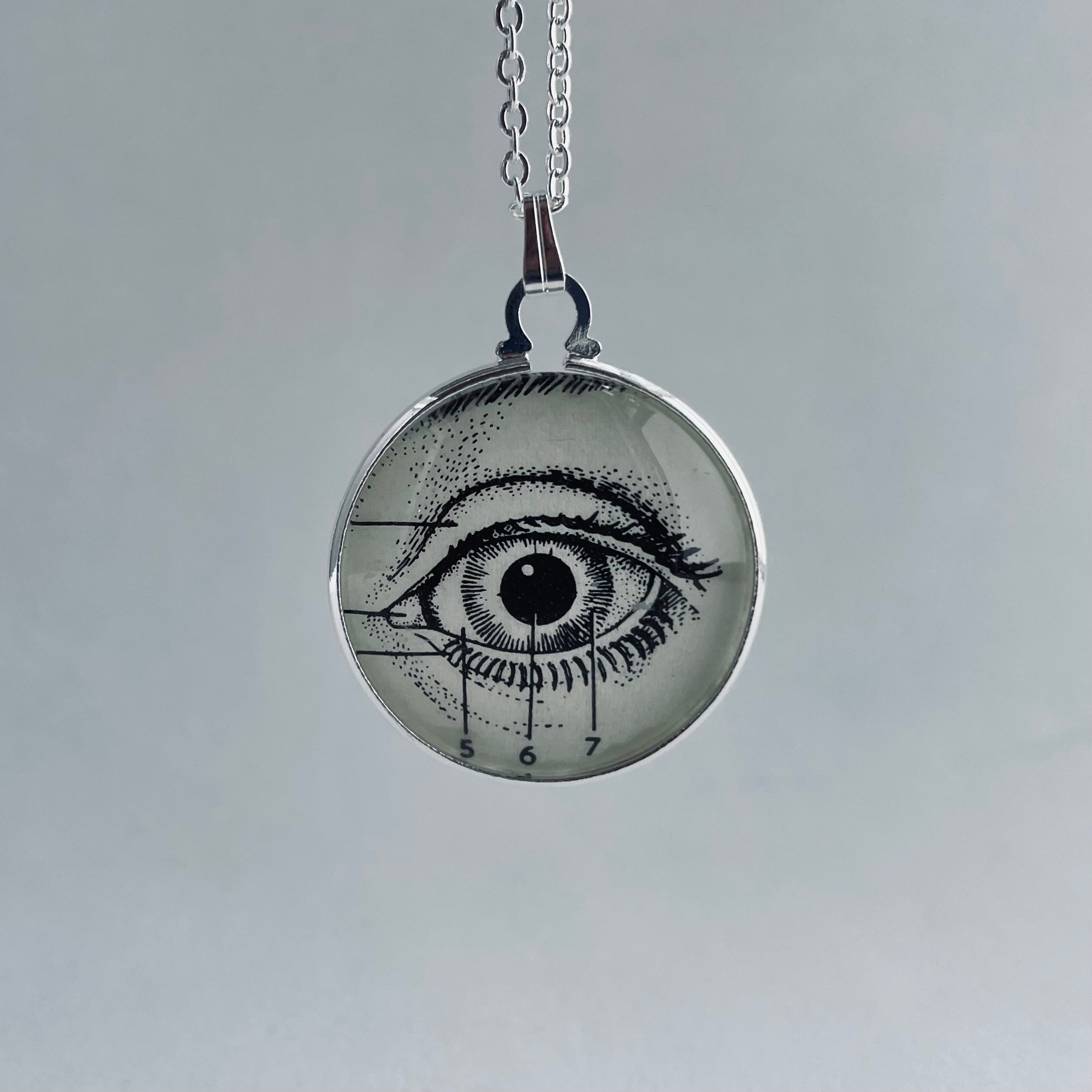 Silver Plated Eye Pendant using Vintage Anatomy Illustration