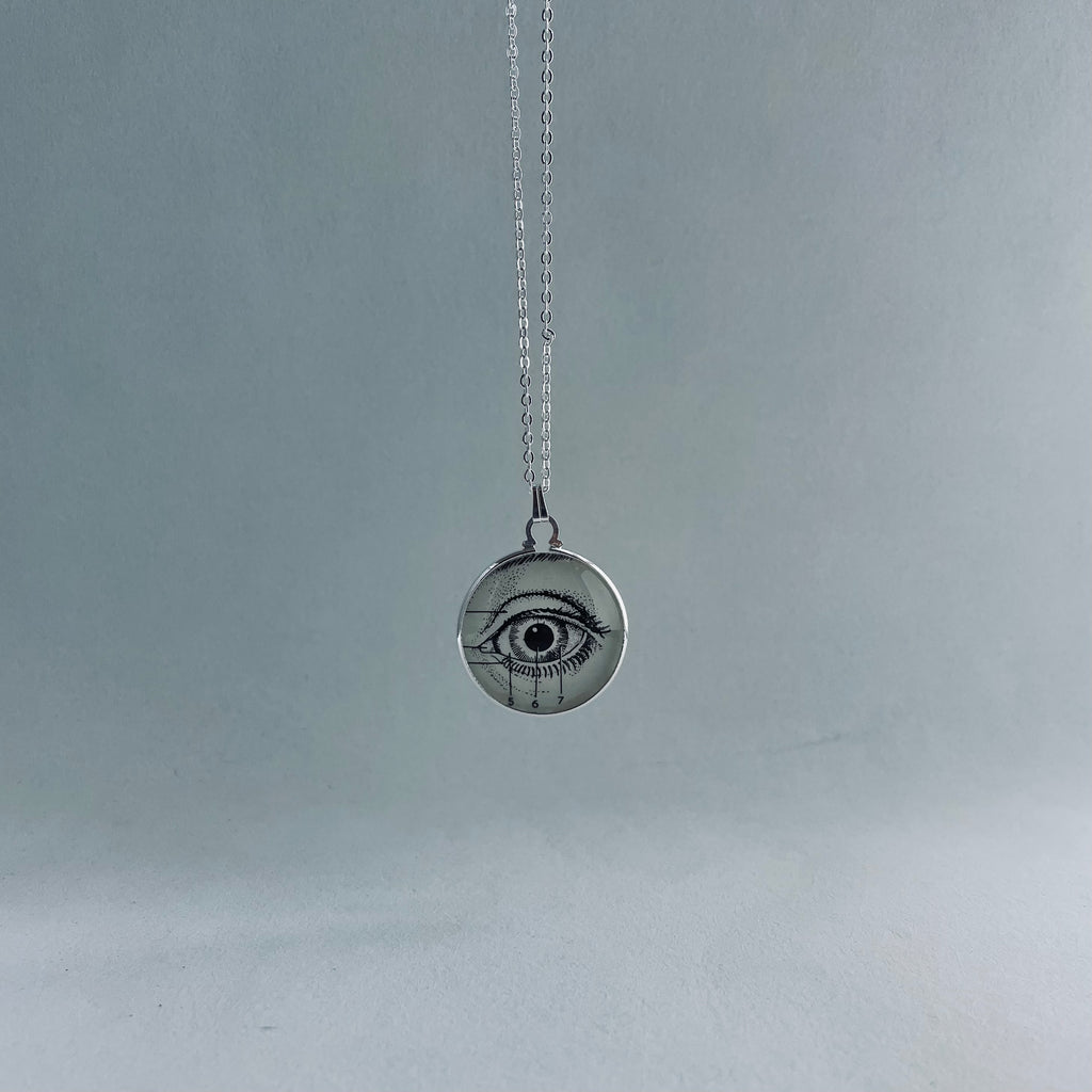 Silver Plated Eye Pendant using Vintage Anatomy Illustration