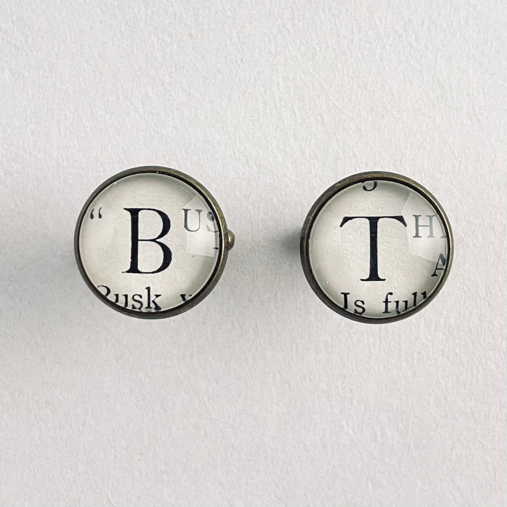 Personalised Initial Cuff Links, Repurposed Vintage Book Text