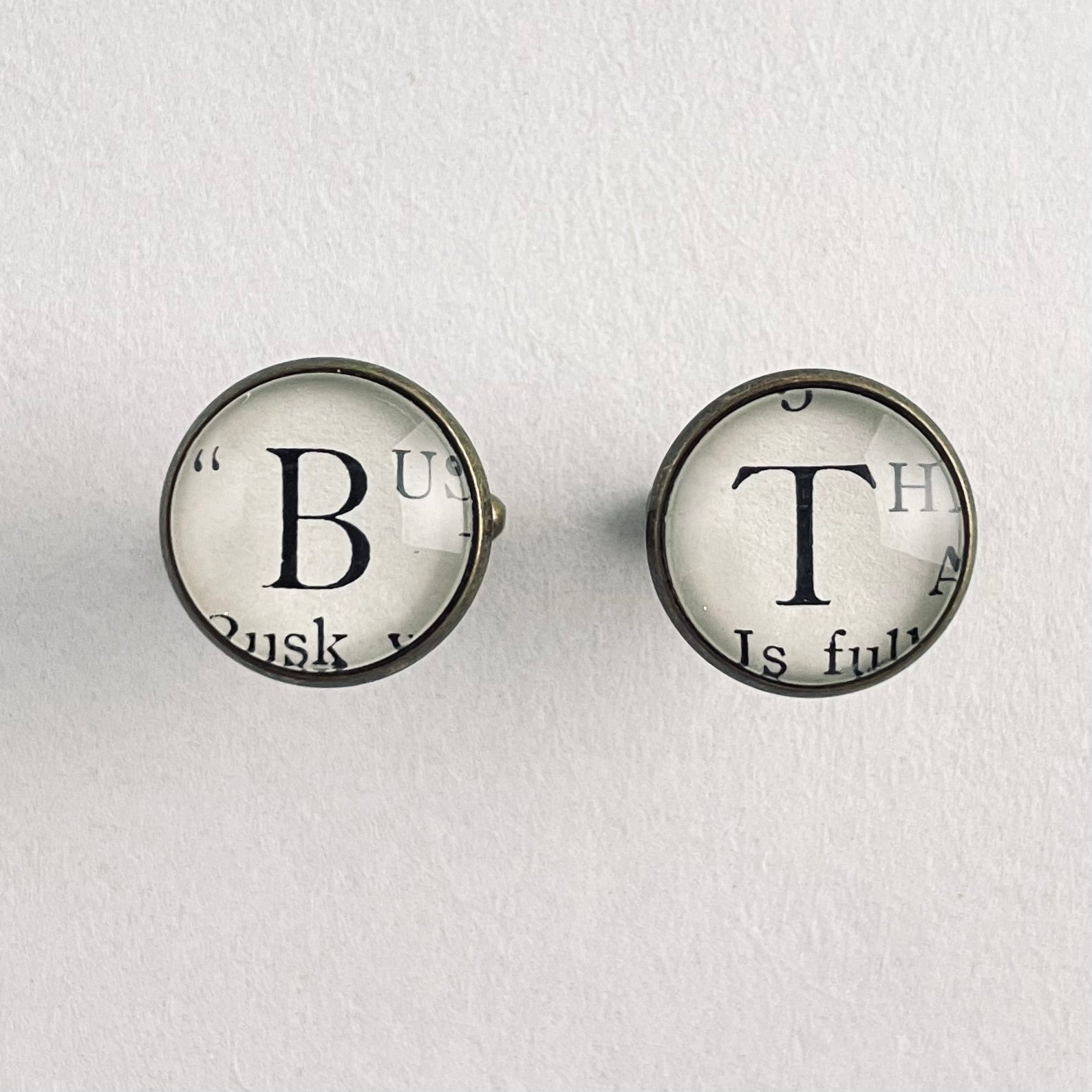 Personalised Initial Cuff Links, Repurposed Vintage Book Text