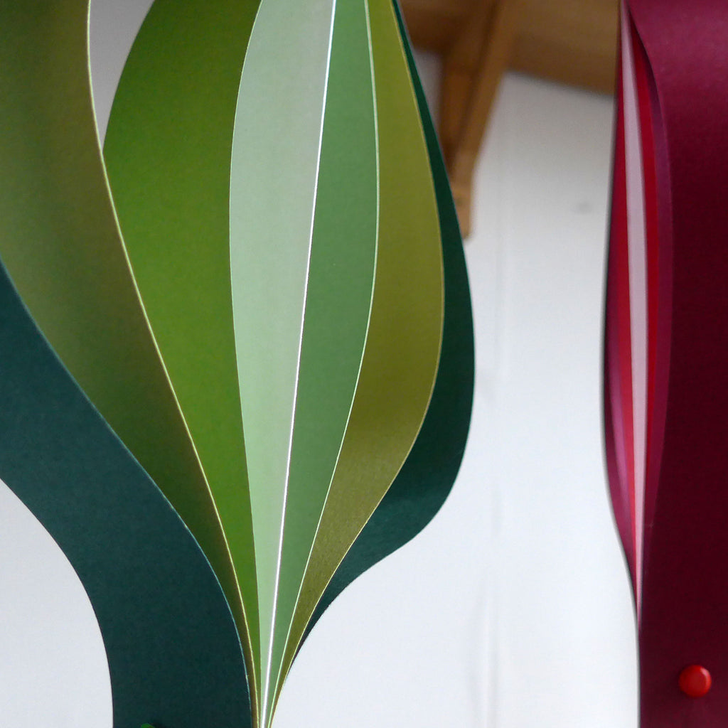 Christmas Decorations - Red Green and White Mid Century Style Hanging Ornaments