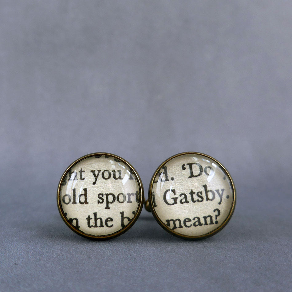 Great Gatsby Cufflinks bronze using real books
