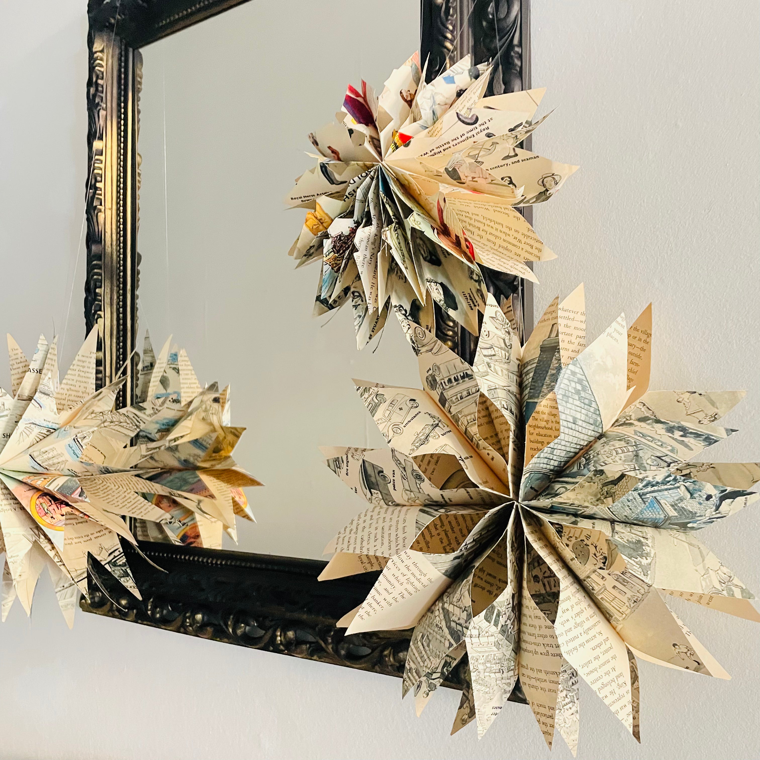 Vintage Paper Snowflake Christmas Decorations Set of 3