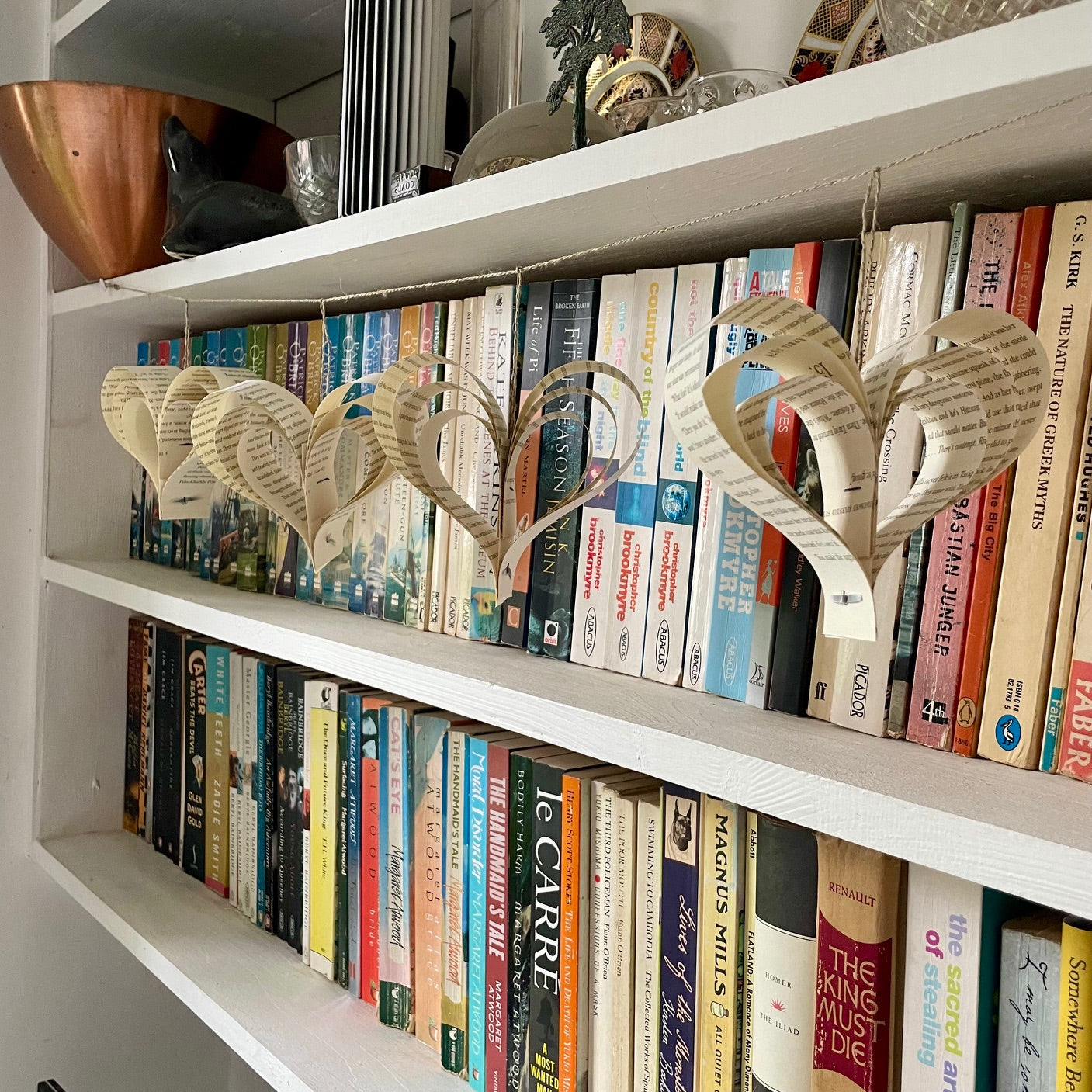 Paper Novel Page Garland, Cream Heart Decorations