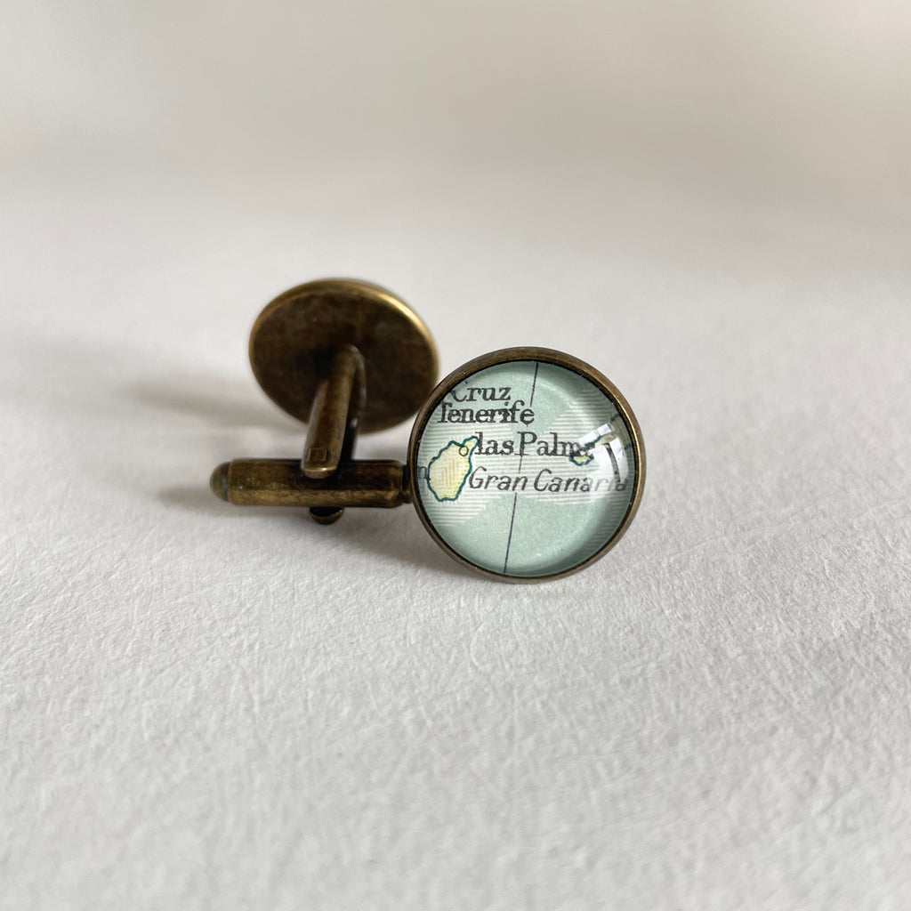 Bronze Plated Cufflinks Personalised with Map Locations