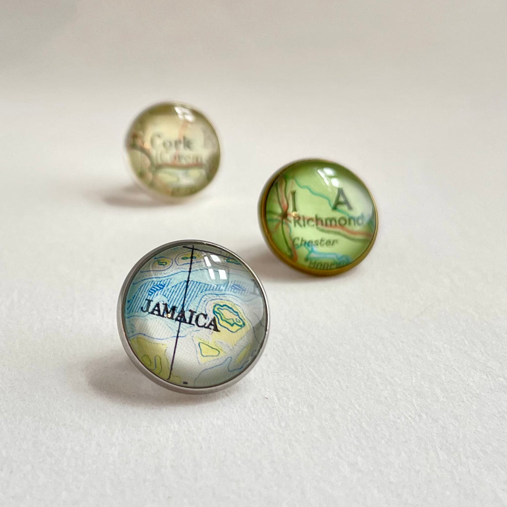 Custom Map Tie Pin or Brooch