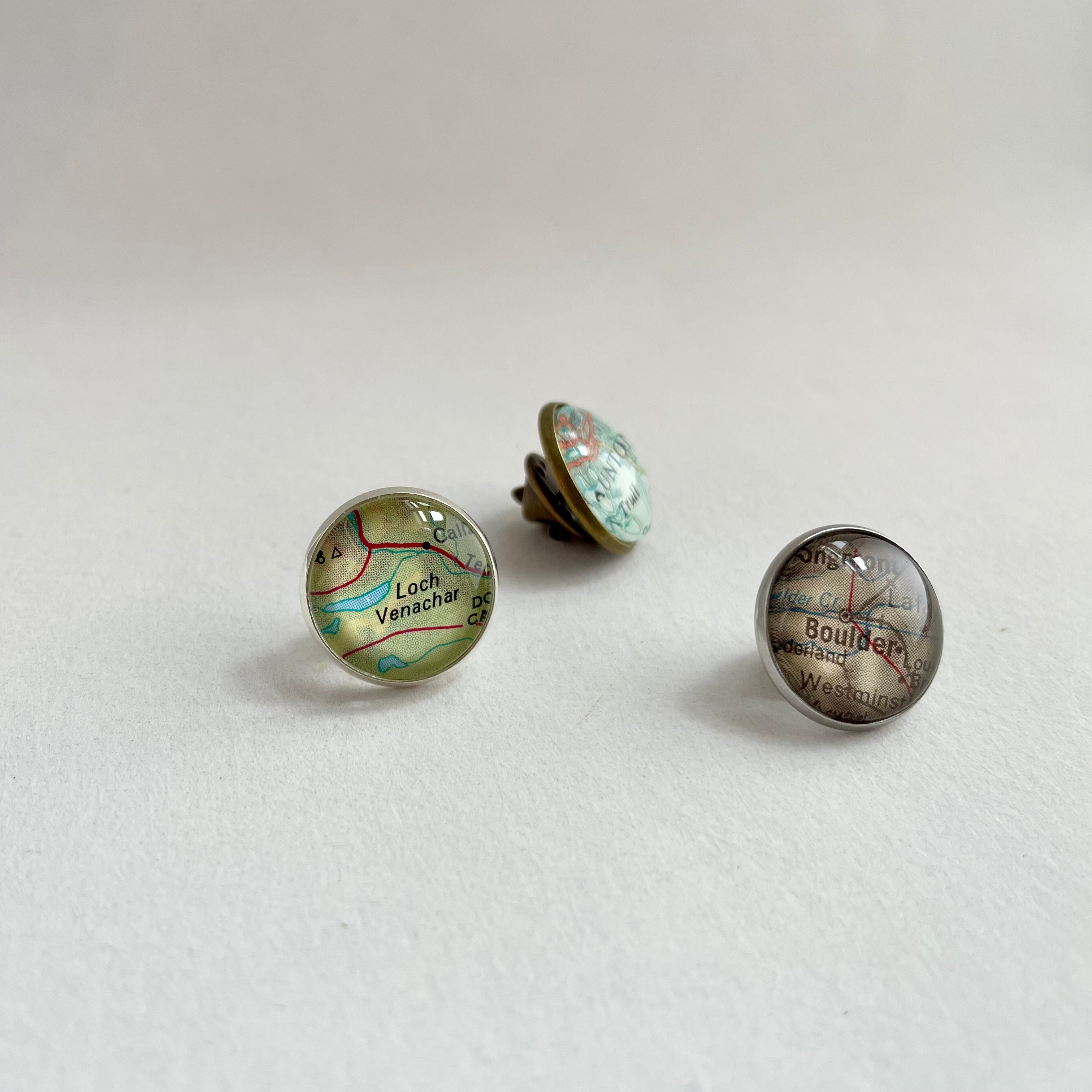 Custom Map Tie Pin or Brooch