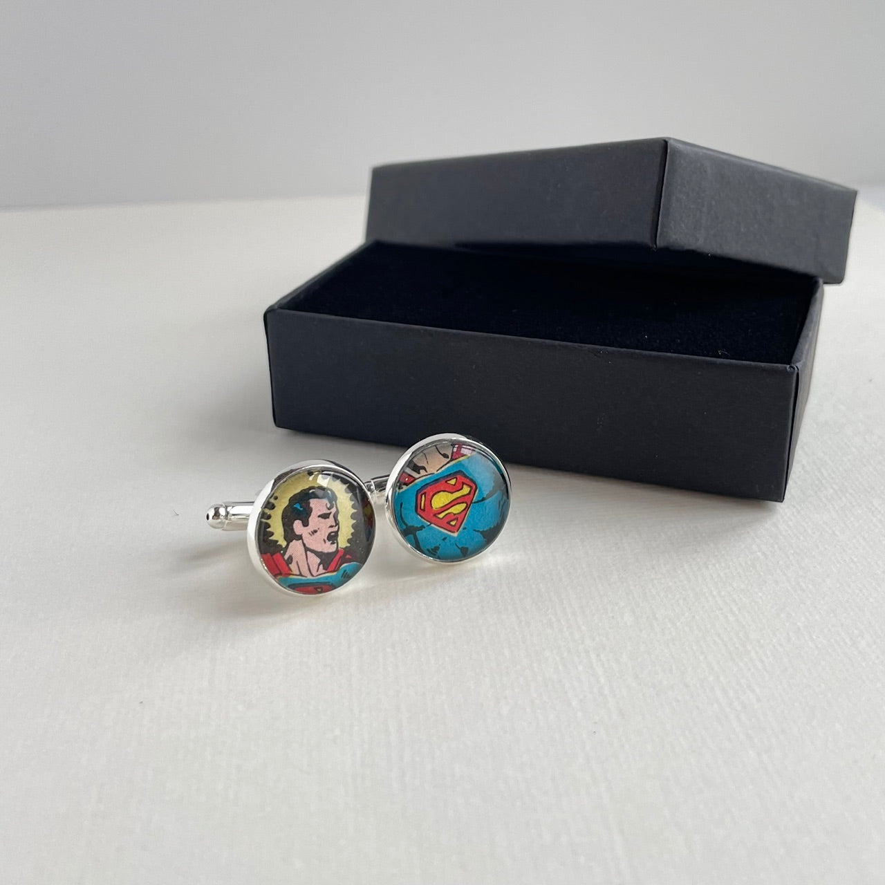 Superman Cufflinks with Vintage Comic Art
