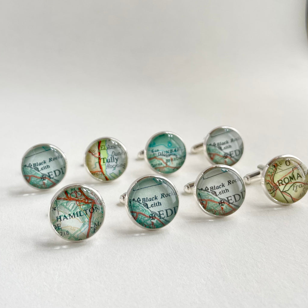 Custom Map Cufflinks, Personalised Jewellery Gift for Him