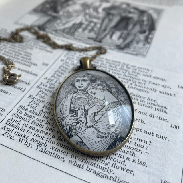 Bronze Pendant with Shakeapearean Characters Book Illustration