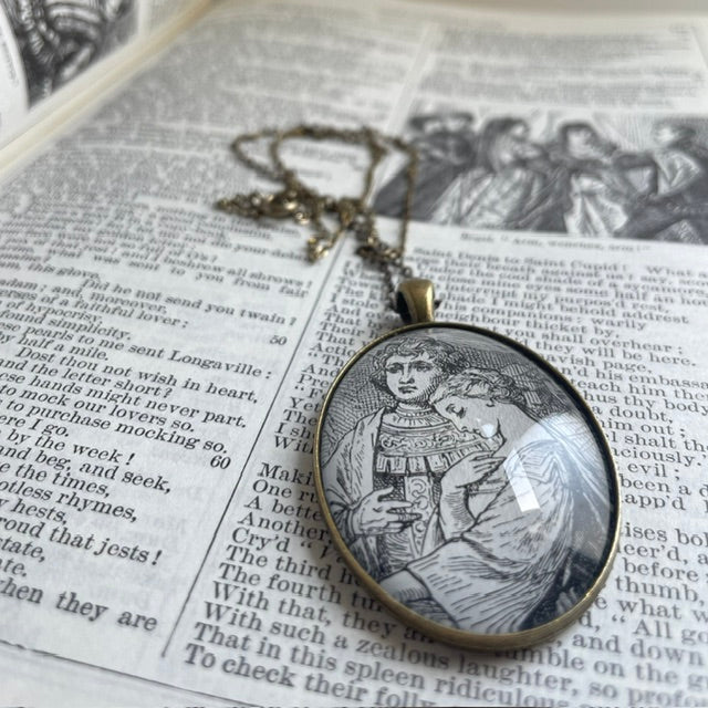Bronze Pendant with Shakeapearean Characters Book Illustration
