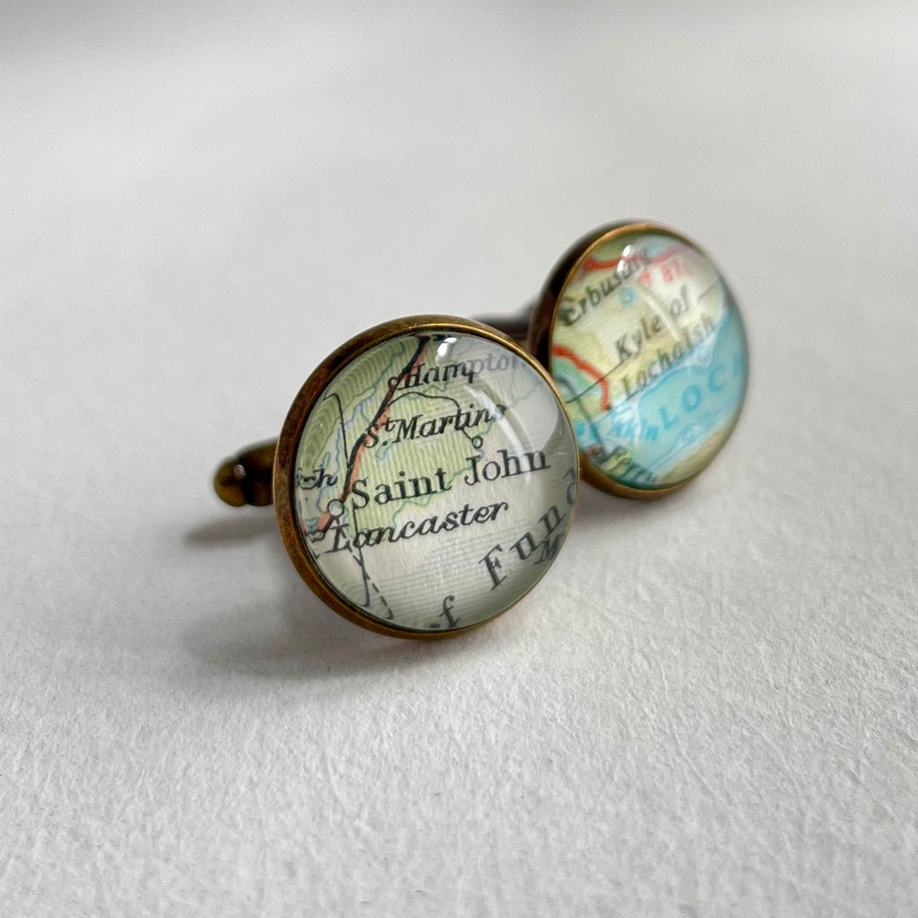 Custom Map Cufflinks with Personalised Map Locations