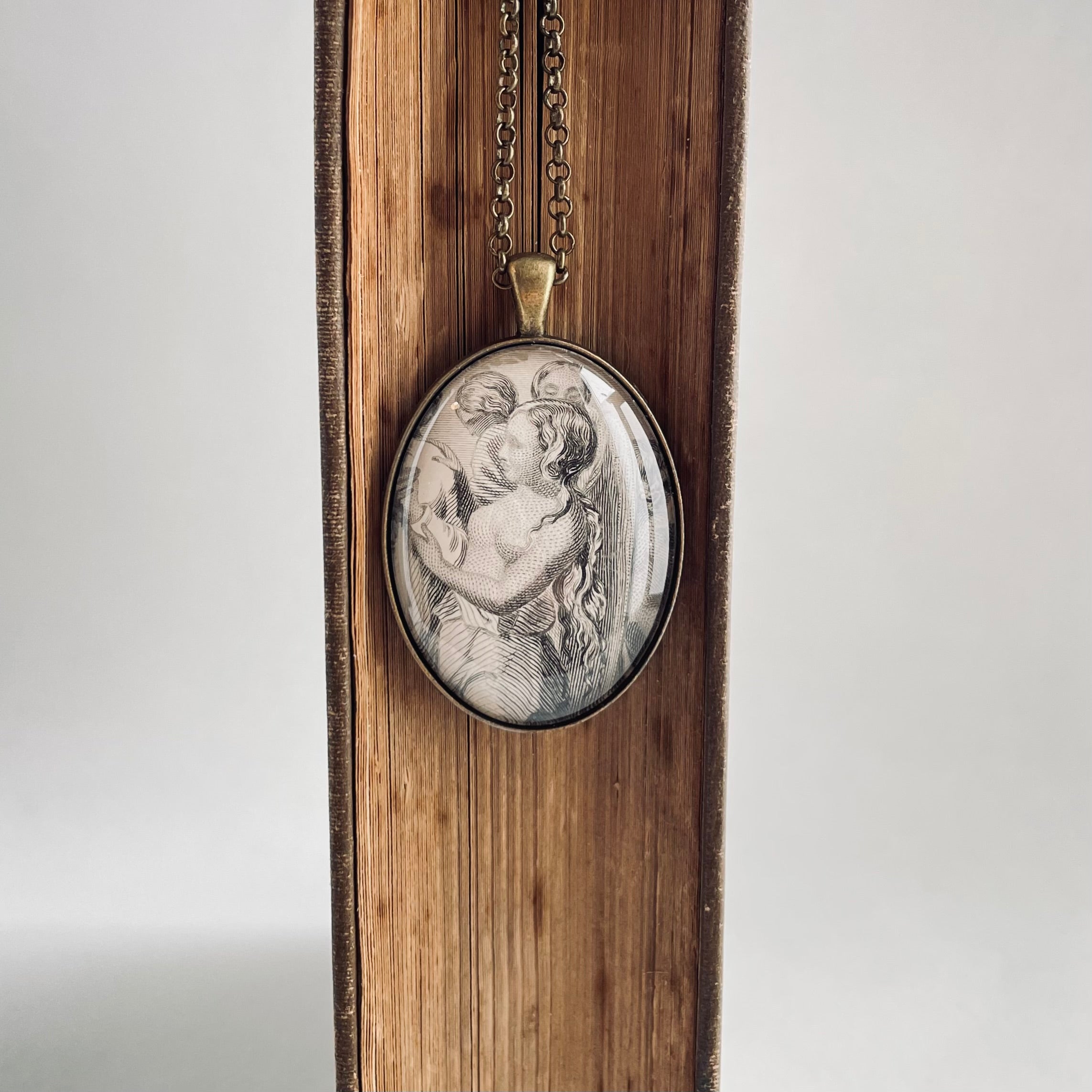 Bronze Pendant with Roman Nymph Vintage Book Illustration
