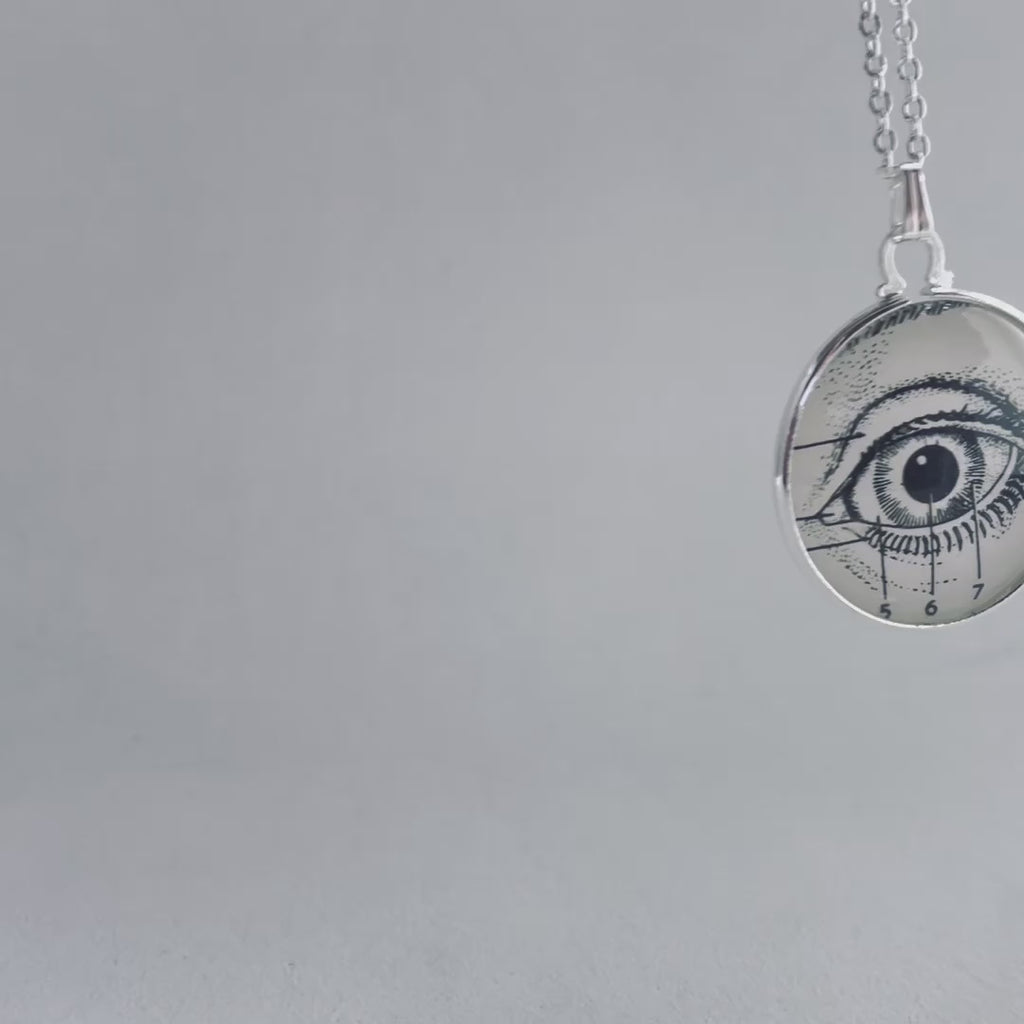 Silver Plated Eye Pendant using Vintage Anatomy Illustration