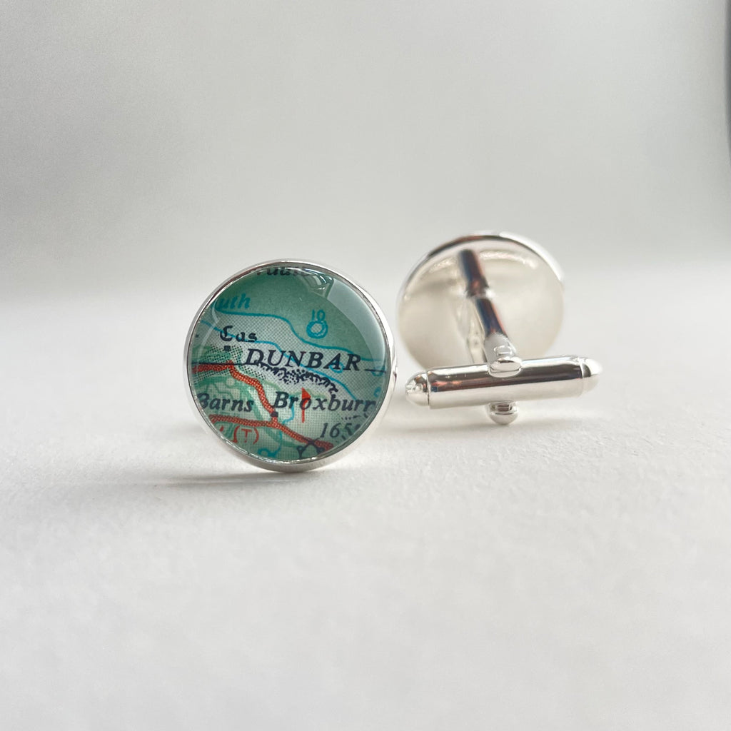 Personalised Cuff Links with Vintage Map Locations
