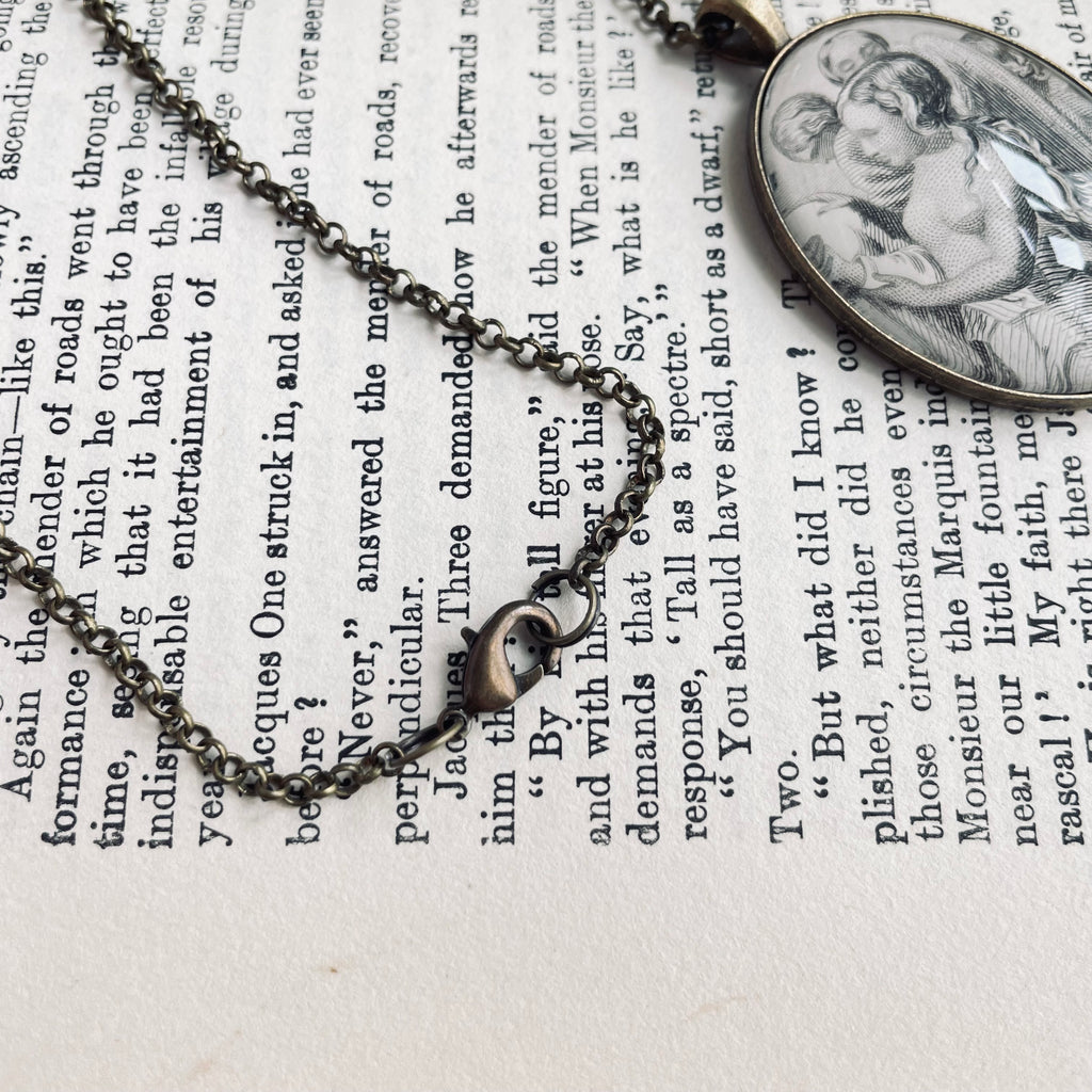 Bronze Pendant with Roman Nymph Vintage Book Illustration