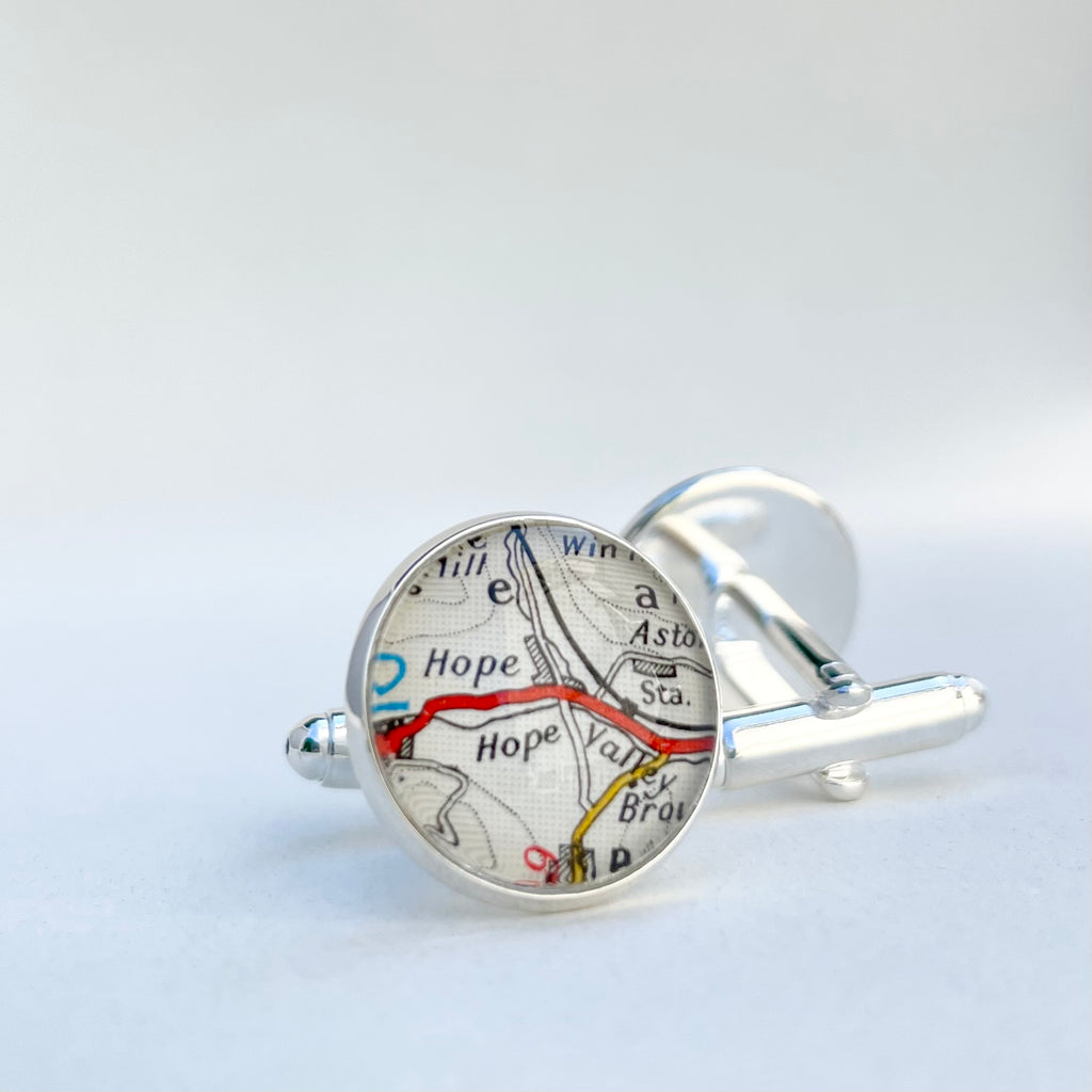 Personalised Cuff Links with Vintage Map Locations