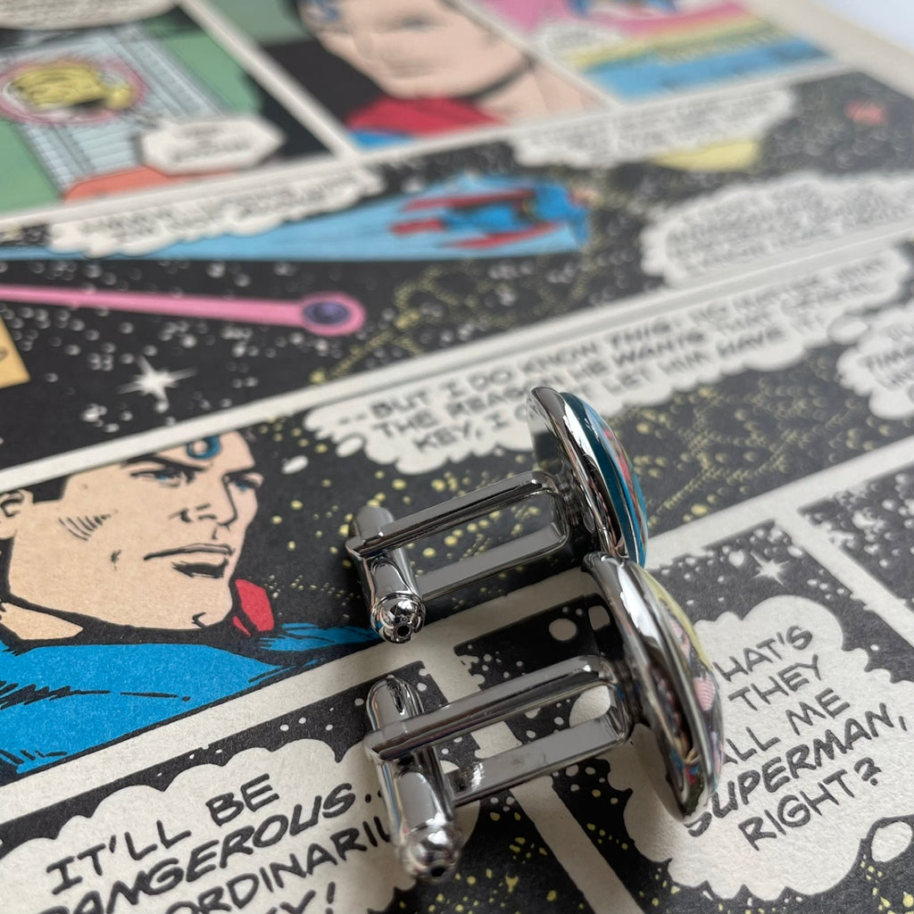 Superman Cufflinks with Vintage Comic Art