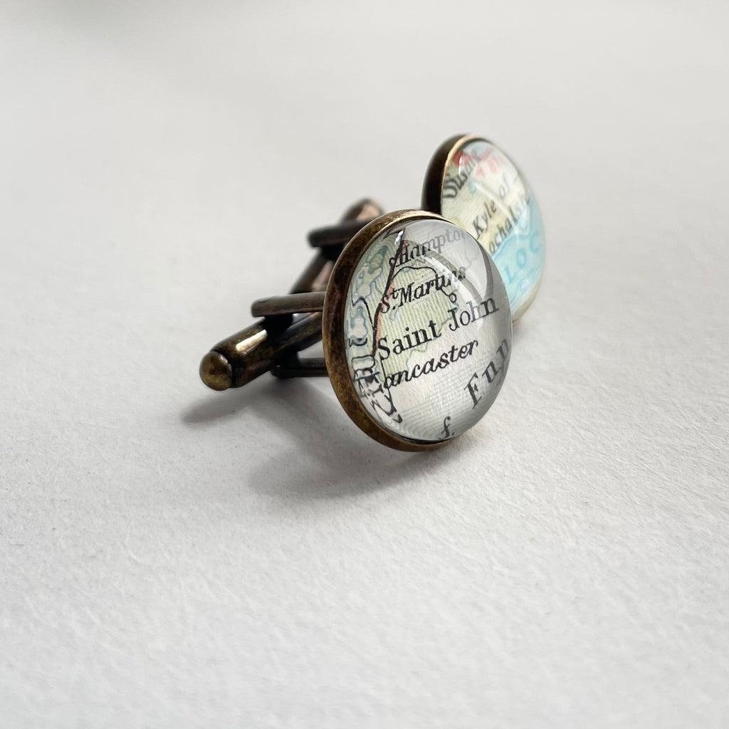 Custom Map Cufflinks, Personalised Jewellery Gift for Him