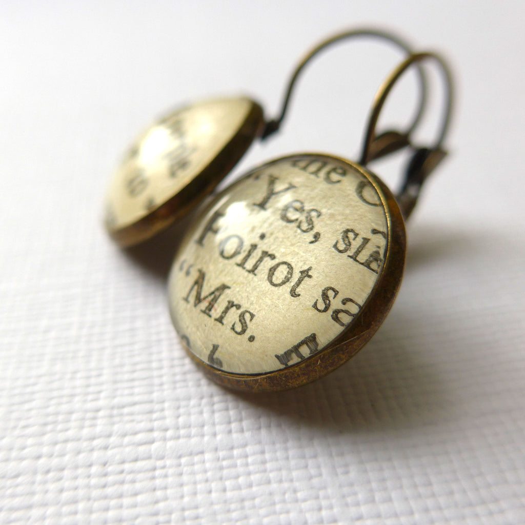 Hercule Poirot Book Paper Earrings