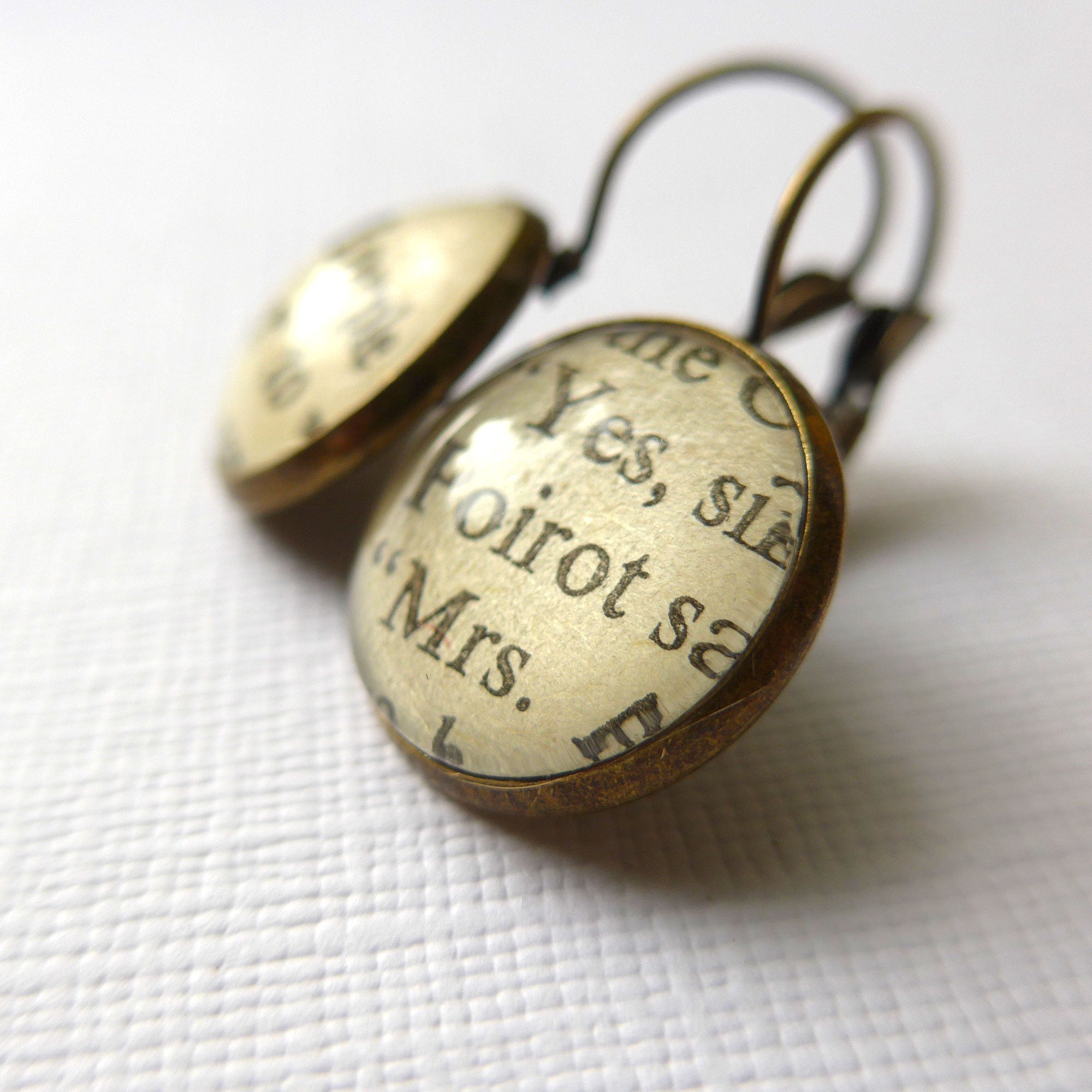 Hercule Poirot Book Paper Earrings