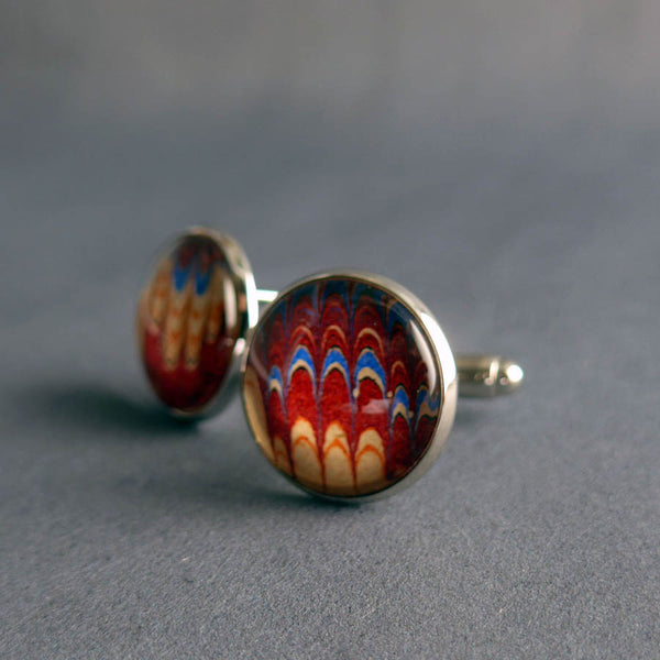 Antique Marbled End Paper Cuff Links