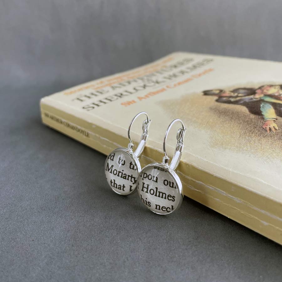 Sherlock Holmes and Moriarty Book Earrings