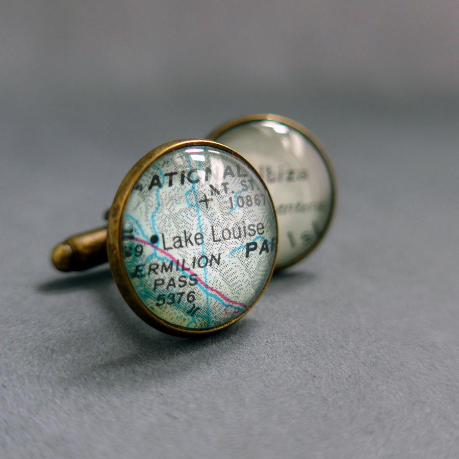 Personalised Cuff Links with Vintage Maps