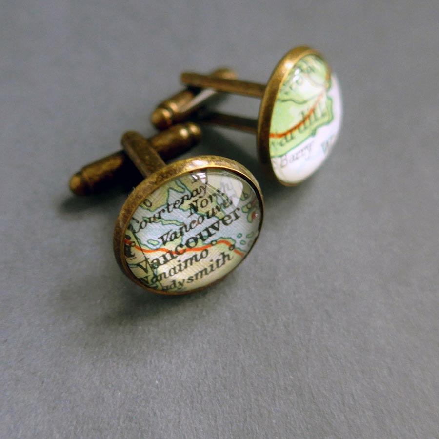 Personalised Cuff Links with Vintage Maps