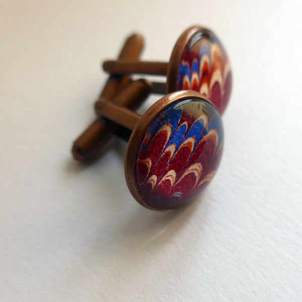Antique Marbled End Paper Cuff Links