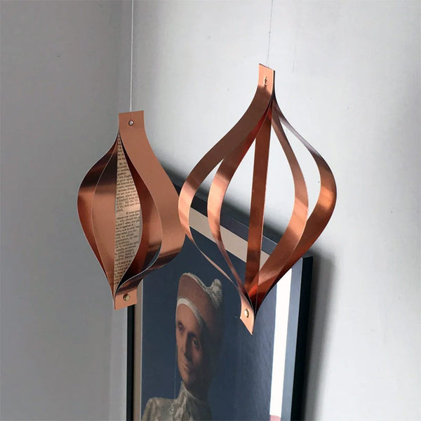 Copper Christmas Decorations, Set of 5, Metallic Card