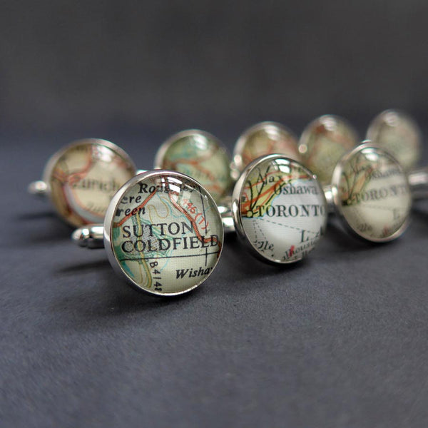 Personalised Cuff Links with Vintage Maps