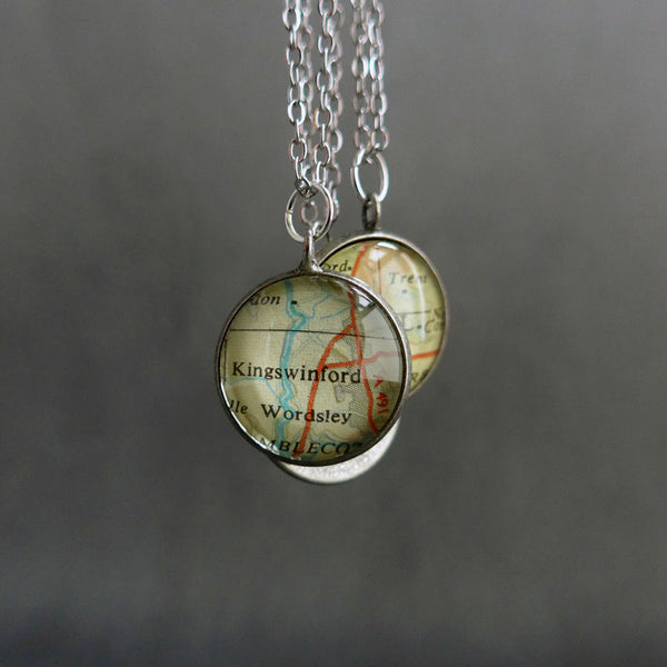 Personalised Vintage Map Pendant for Bill - Fenny Bently