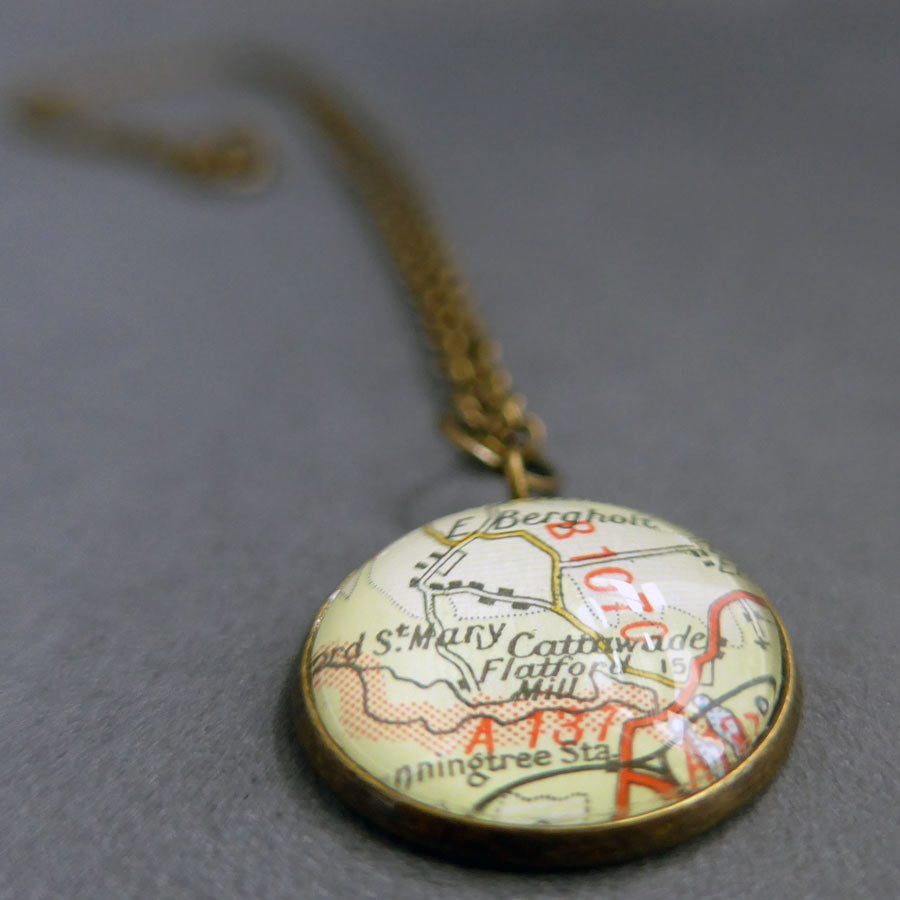 Personalised Vintage Map Pendant for Bill - Fenny Bently