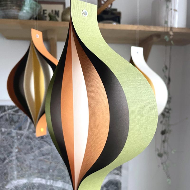 Mid Century Decorations, Brown Orange Yellow Hanging Ornaments