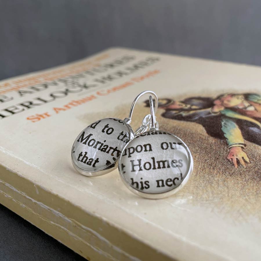 Sherlock Holmes and Moriarty Book Earrings