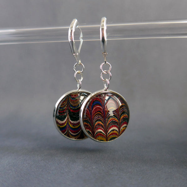 Antique Marbled End Paper Earrings