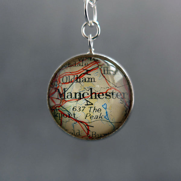 Personalised Vintage Map Pendant for Bill - Fenny Bently