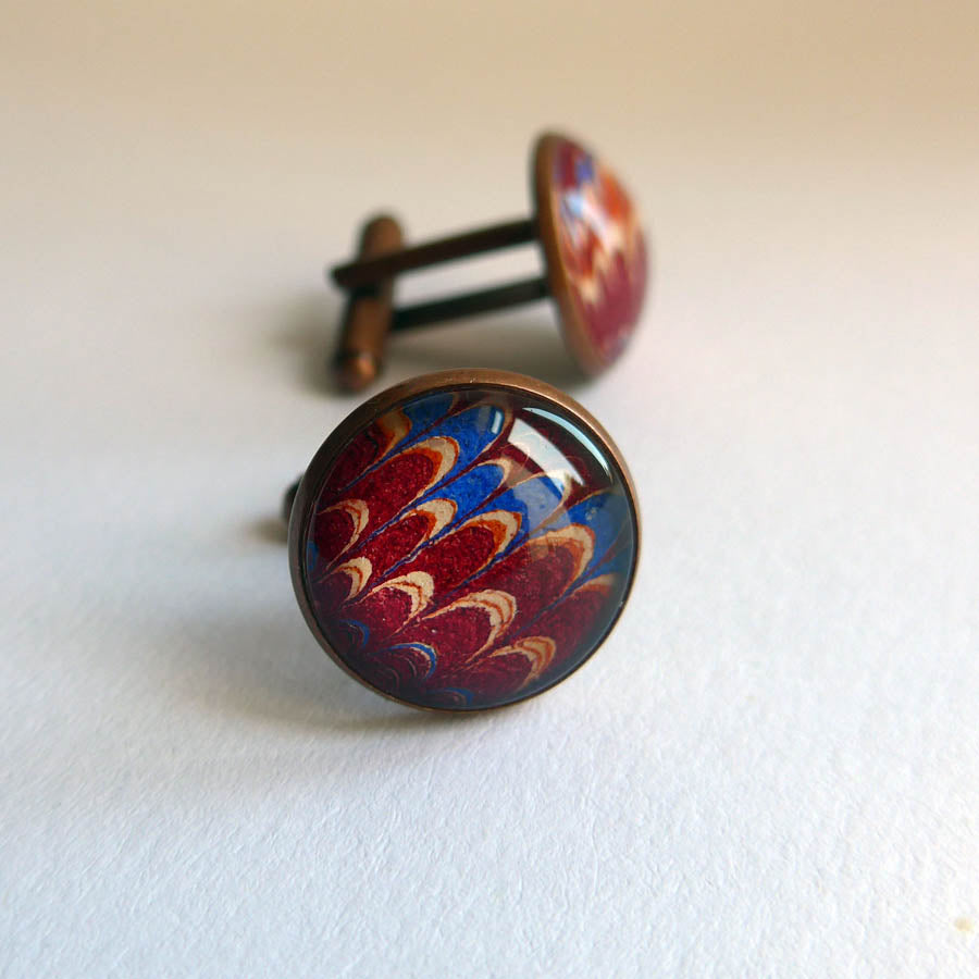 Antique Marbled End Paper Cuff Links