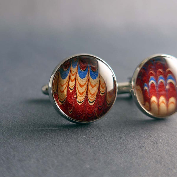 Antique Marbled End Paper Cuff Links