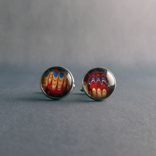 Antique Marbled End Paper Cuff Links