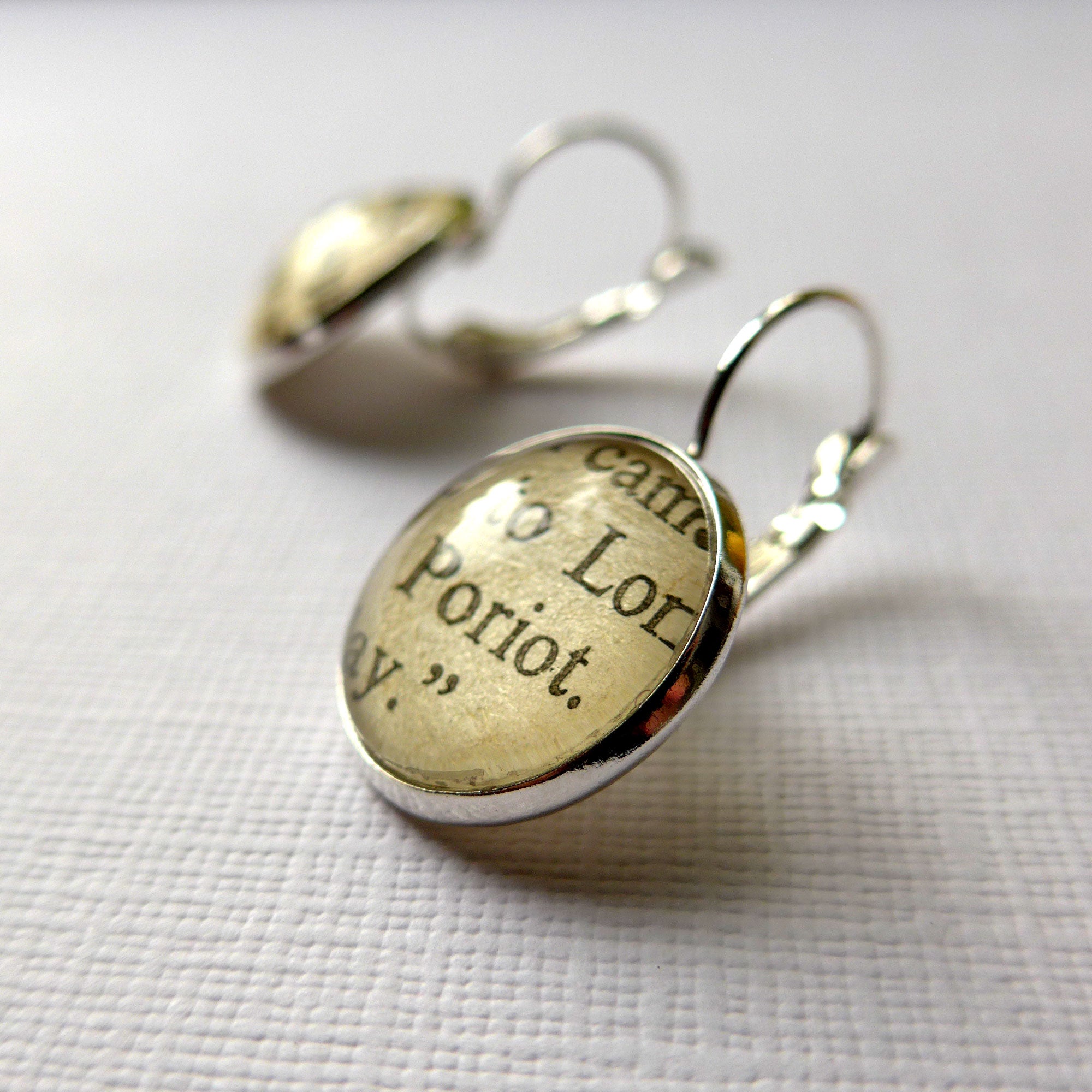 Hercule Poirot Book Paper Earrings