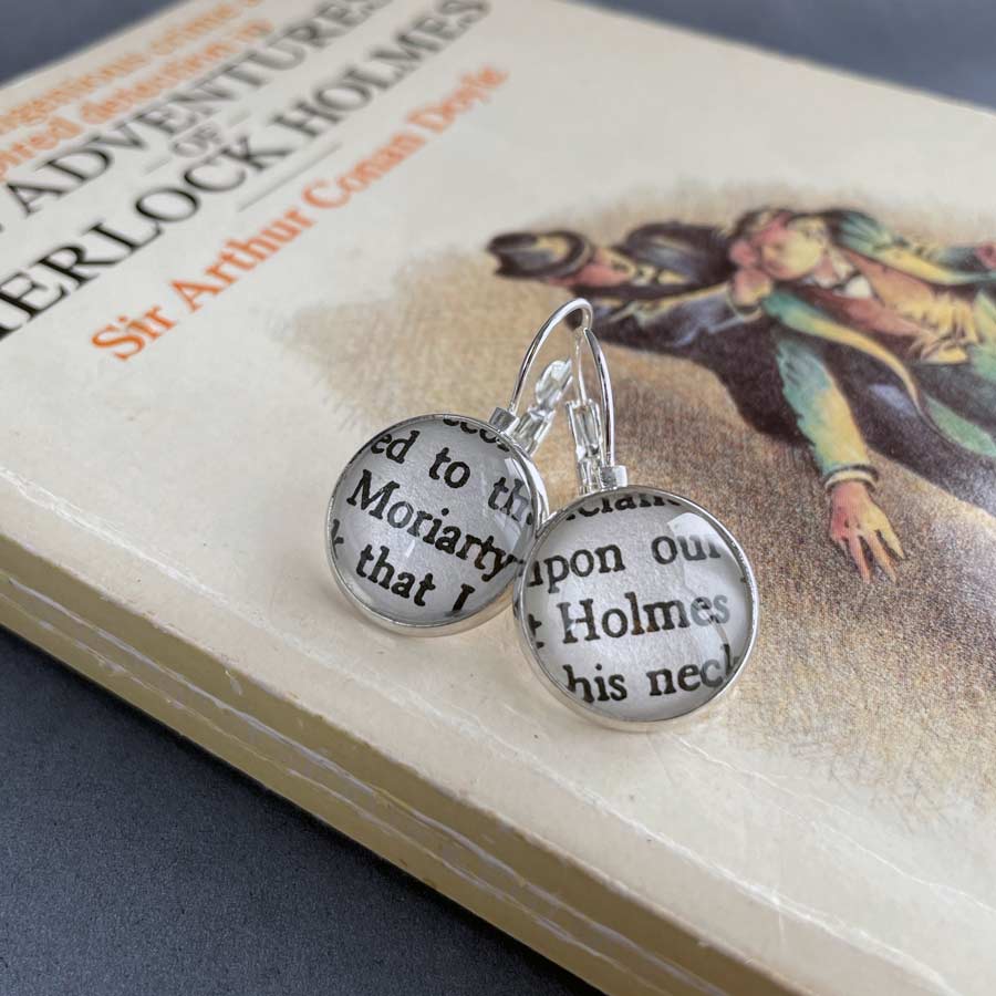 Sherlock Holmes and Moriarty Book Earrings
