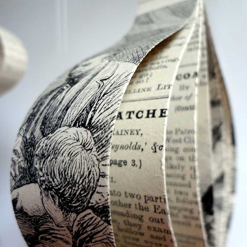 Large Hanging Christmas Decorations using Vintage Book Paper