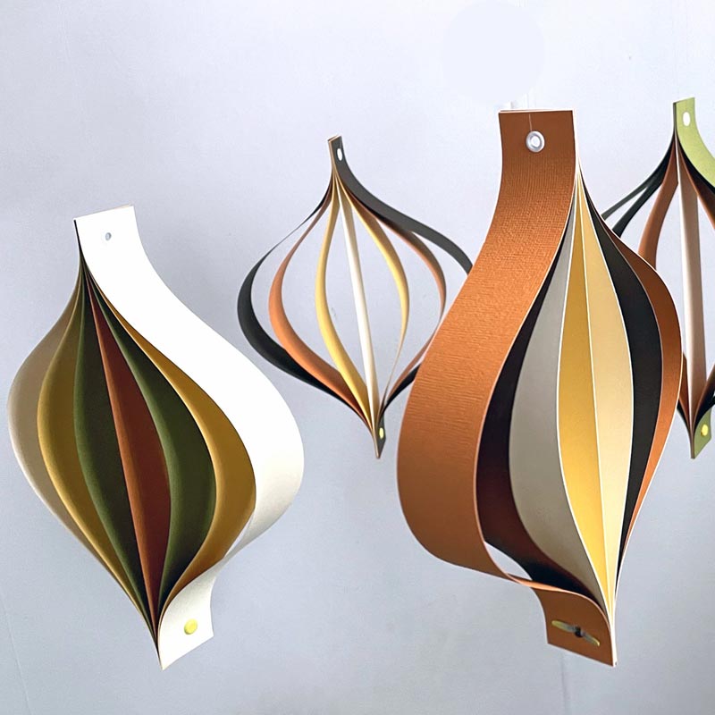 Mid Century Decorations, Brown Orange Yellow Hanging Ornaments