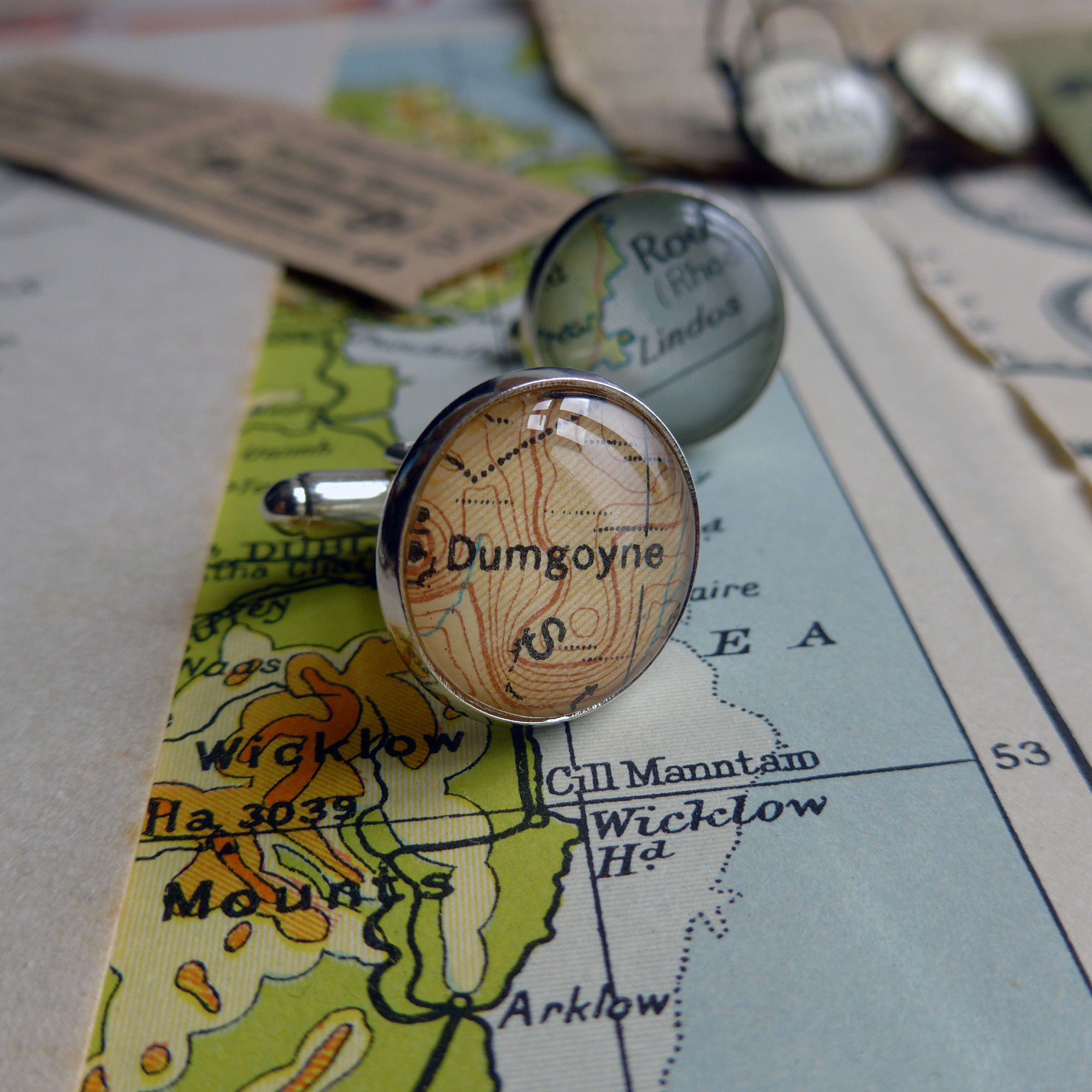 Personalised Cuff Links with Vintage Maps