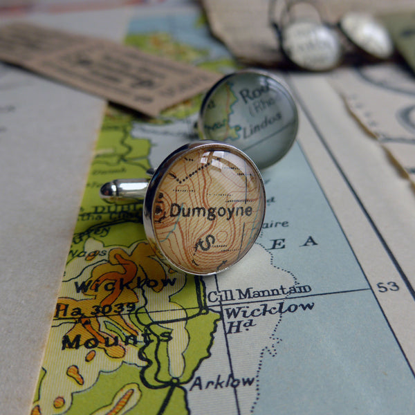 Personalised Cuff Links with Vintage Maps