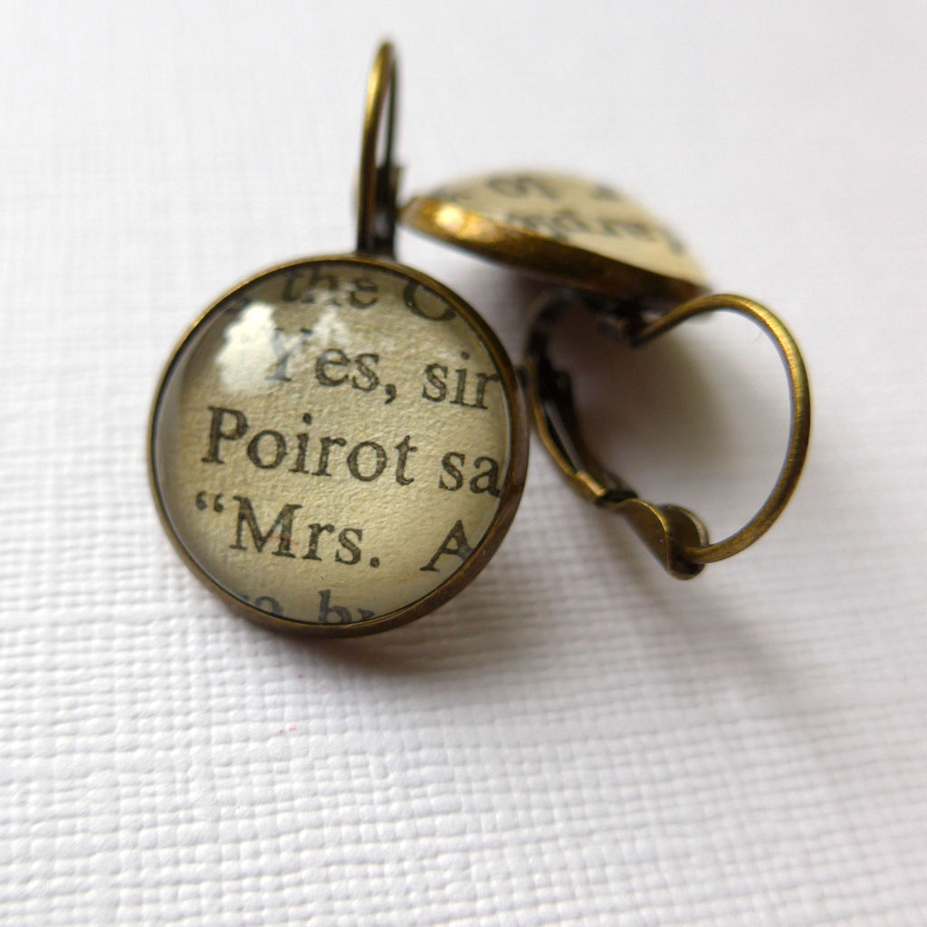 Hercule Poirot Book Paper Earrings